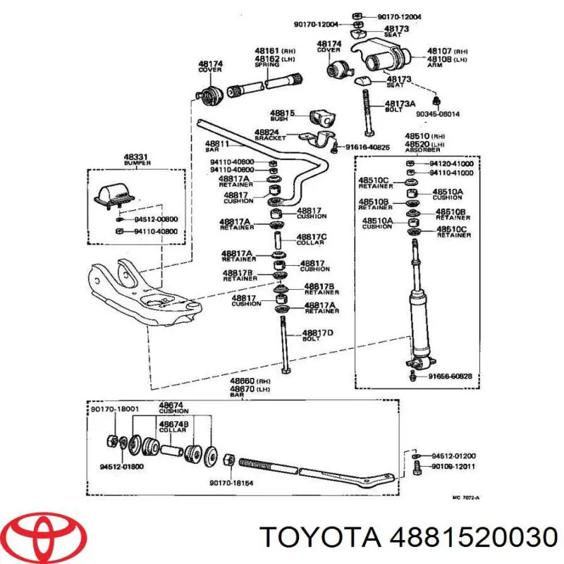 Втулка стабілізатора переднього 4881520030 Toyota