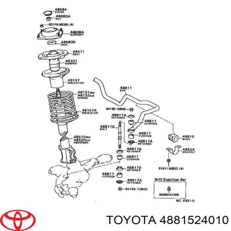 Втулка переднього стабілізатора 4881524010 Toyota