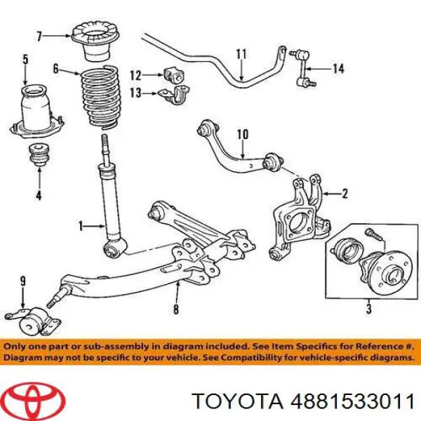 Подушка стабілізатора Toyota 4881533011 ціна, від 1.36 USD