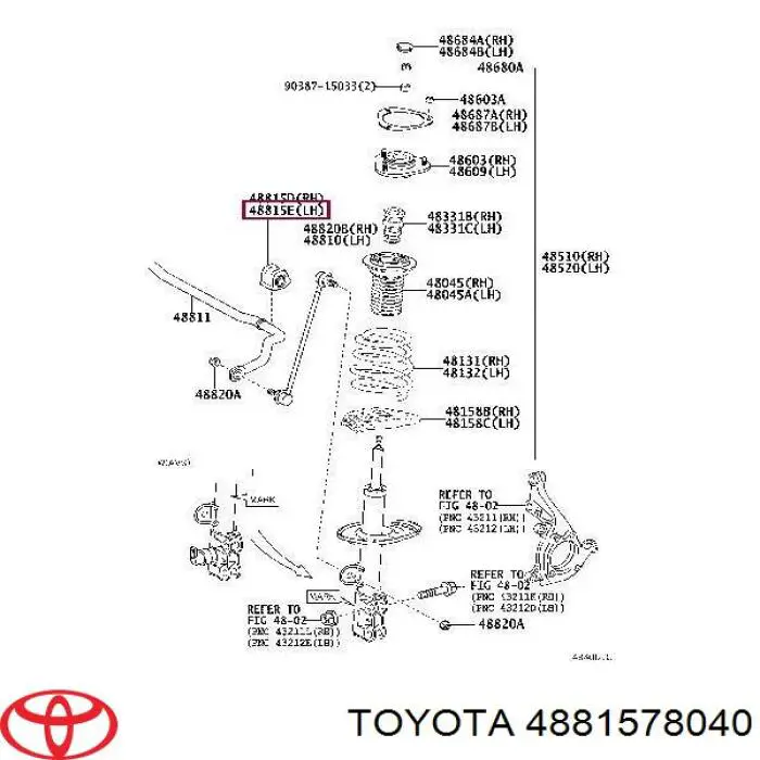 Втулка стабілізатора переднього, ліва Toyota 4881578040 ціна, від 6.50 USD