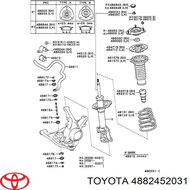 Хомут кріплення втулки стабілізатора, переднього Toyota 4882452031 ціна, від 29.49 USD