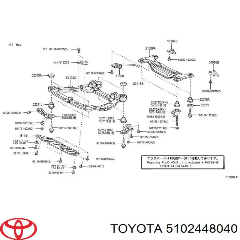 Купити 5102448040 Toyota Кронштейн передньої балки