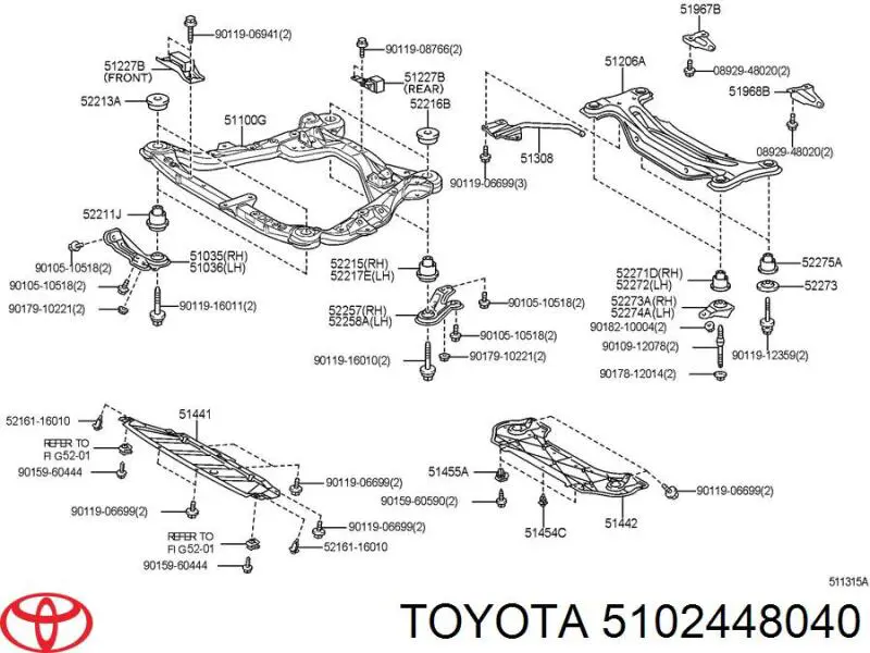 5102448040 Toyota кронштейн передньої балки