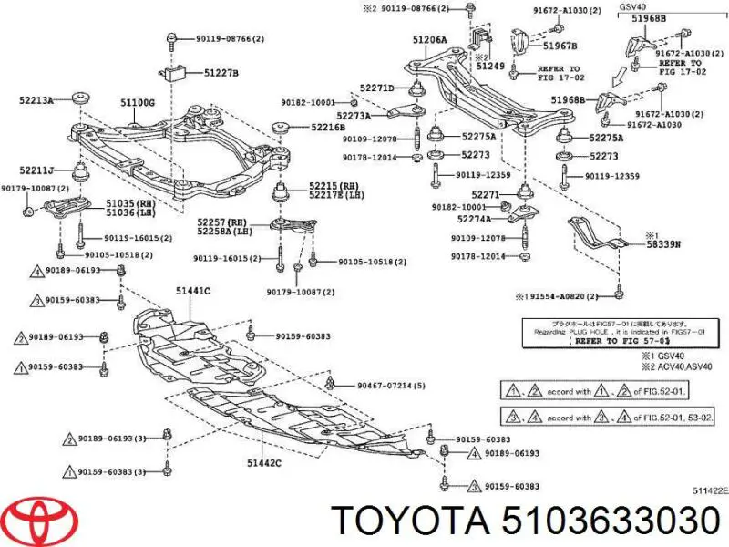 Кронштейн передньої балки на Toyota Camry (V40)