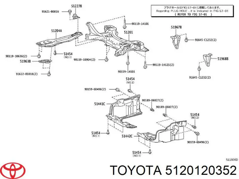 5120120352 Toyota Передня балка