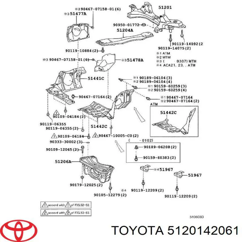 Підрамник передньої підвіски Toyota 5120142061 ціна, від 232.67 USD