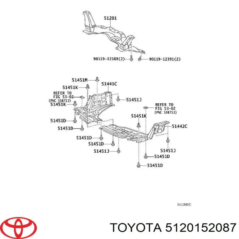 Підрамник передньої підвіски Toyota 5120152087 ціна, від 380.06 USD