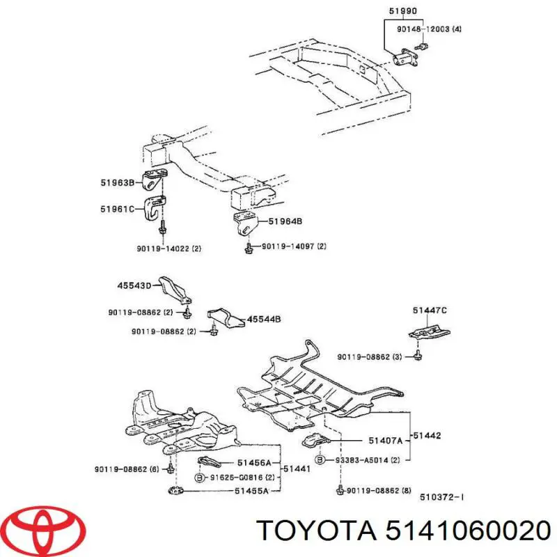 Захист моторного відсіку Toyota 5141060020 ціна, від 102.26 USD