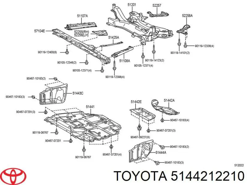 Захист двигуна задній Toyota 5144212210 ціна, від 22.57 USD