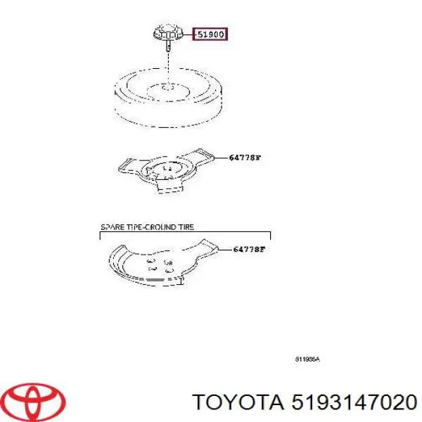 Болт кріплення запасного колеса Toyota RAV4 4 (A4) (Тойота Рав4)