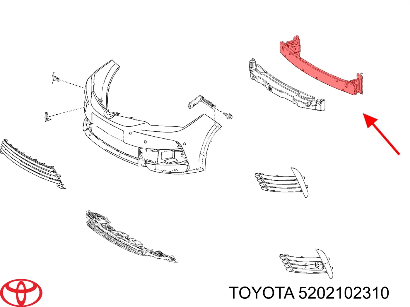 Шина бампера переднього Toyota 5202102310 ціна, від 110.05 USD