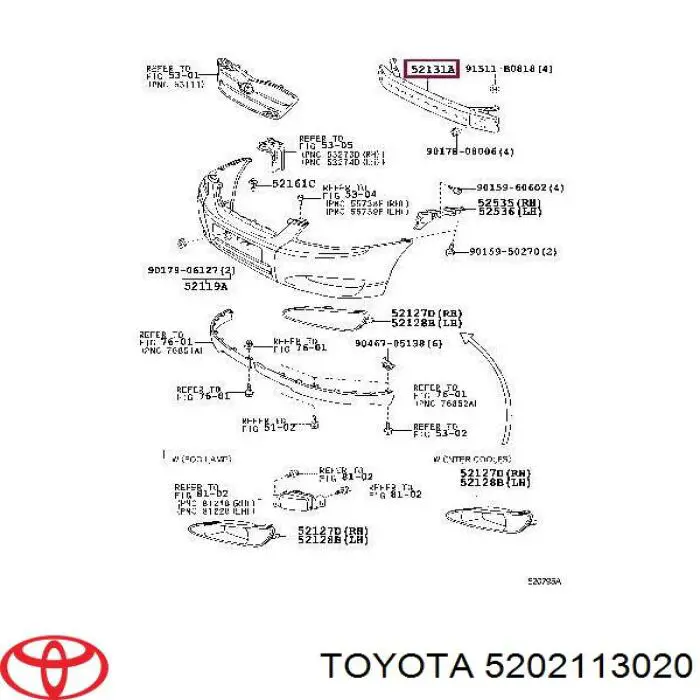Шина бампера переднього Toyota 5202113020 ціна, від 56.81 USD