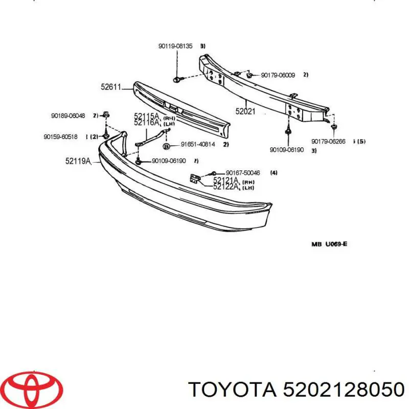 Купити 5202128050 Toyota Буфер бампера переднього