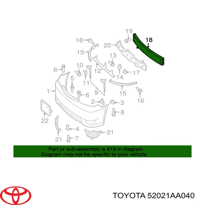 Купити 52021AA040 Toyota Буфер бампера переднього