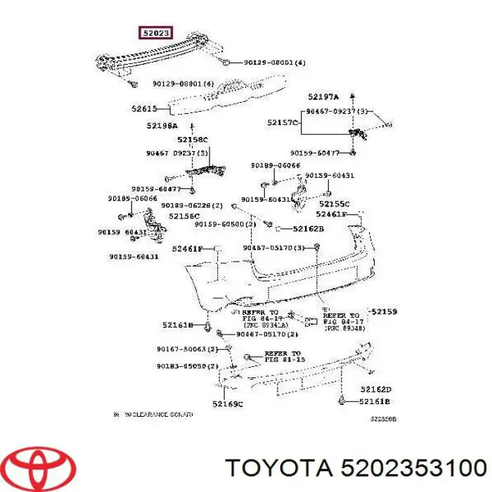 5202353100 Toyota Шина бампера заднього