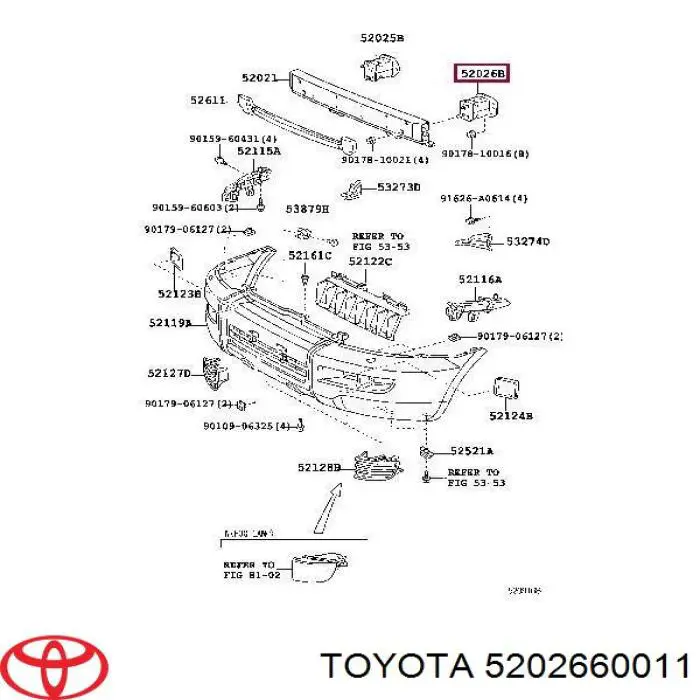 5202660011 Toyota Кронштейн підсилювача переднього бампера