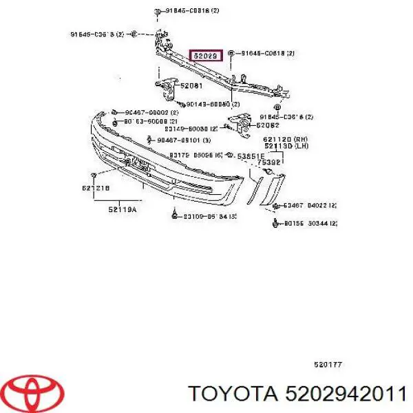 Шина бампера переднього Toyota 5202942011 ціна, від 13.70 USD