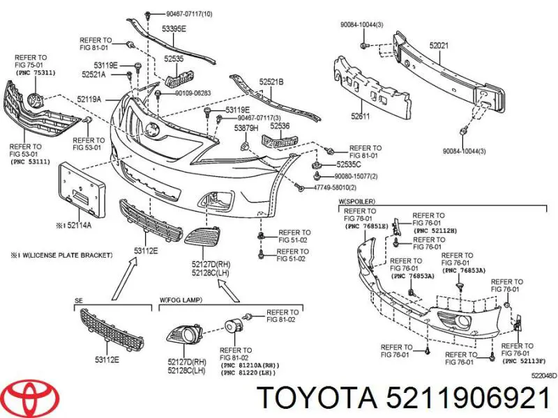 Бампер на авто Toyota 5211906921 ціна, від 95.02 USD