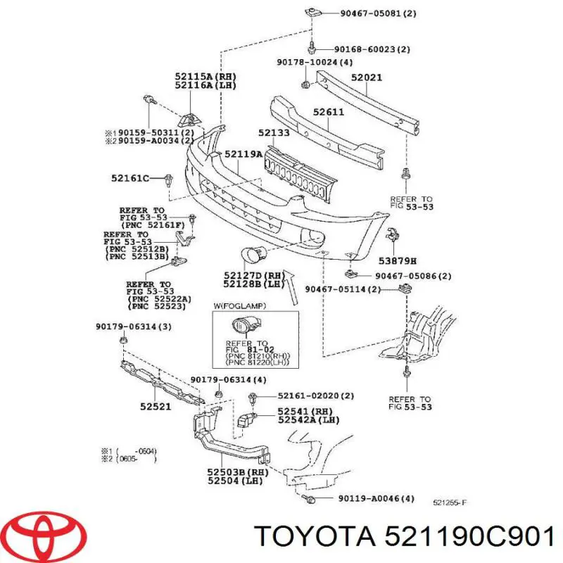 521190C901 Toyota бампер передній
