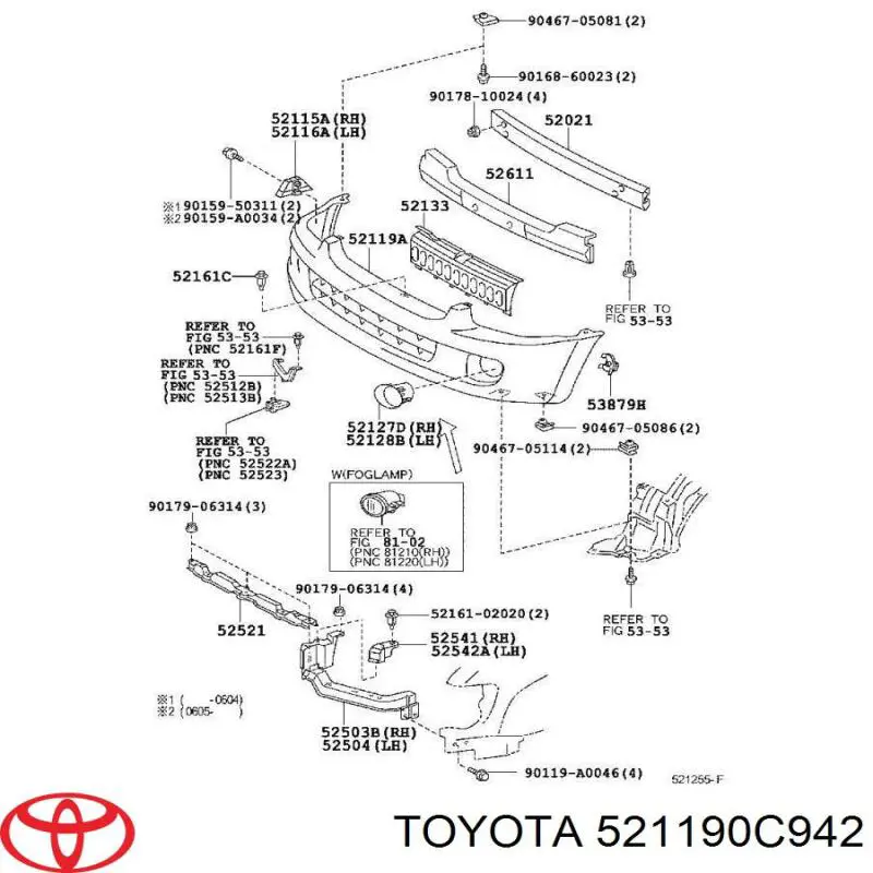 Передній бампер 521190C942 Toyota