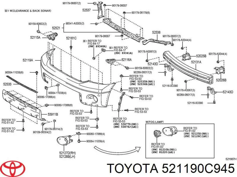 Бампер передній 521190C945 Toyota