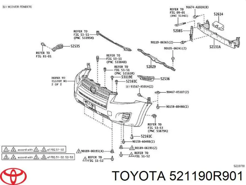 521190R901 Toyota Бампер передній в зборі