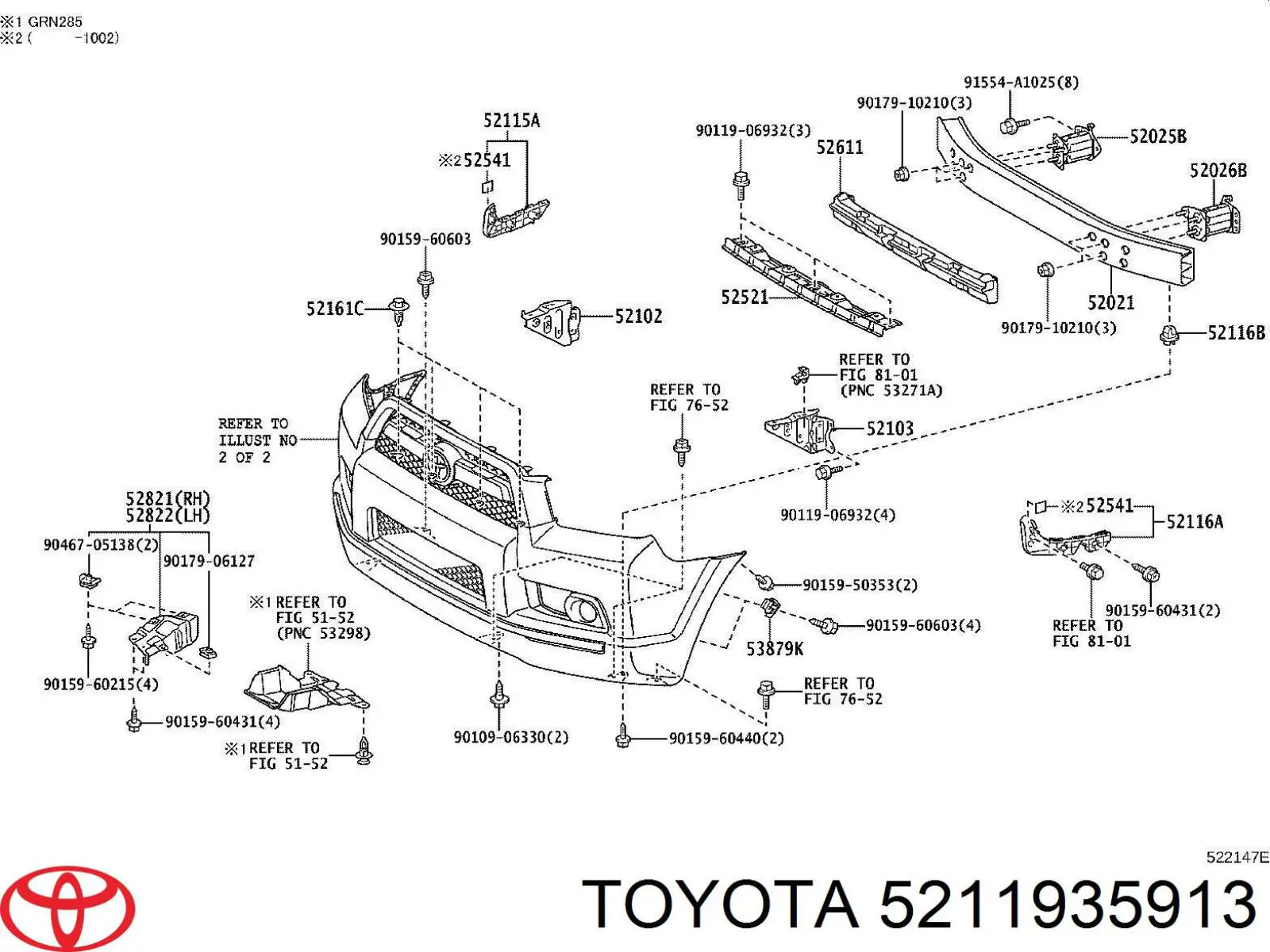 Бампер на авто Toyota 5211935913 ціна, від 223.86 USD