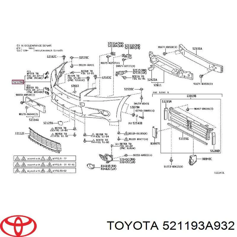 521193A931 Toyota бампер передній