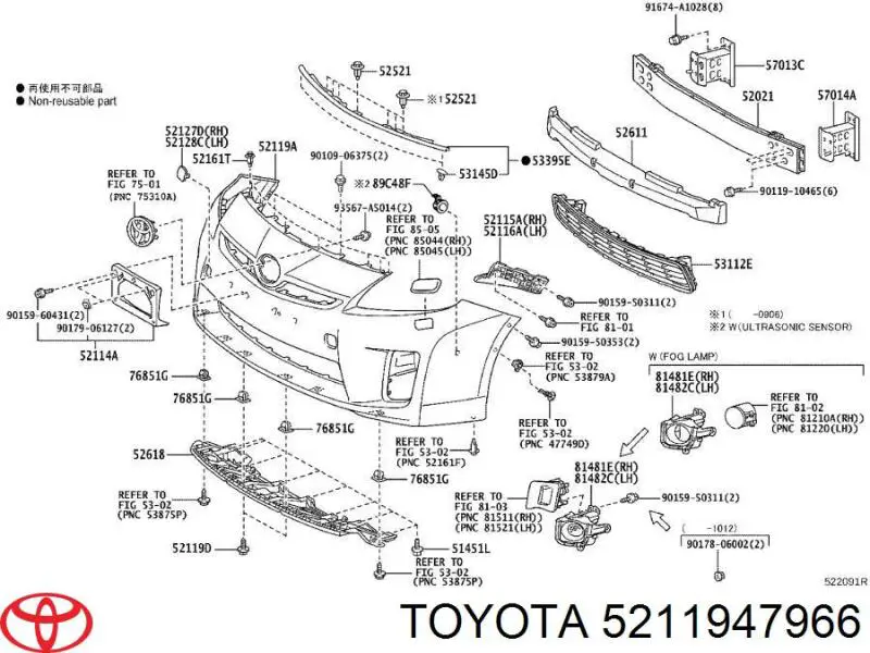 5211947966 Toyota бампер передній