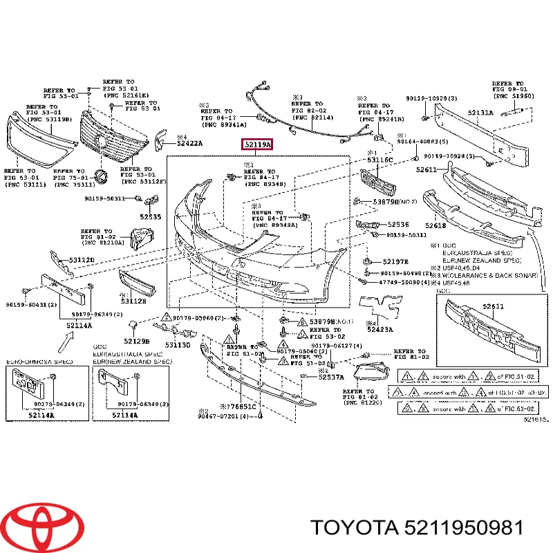 5211950981 Toyota Бампер передній в зборі
