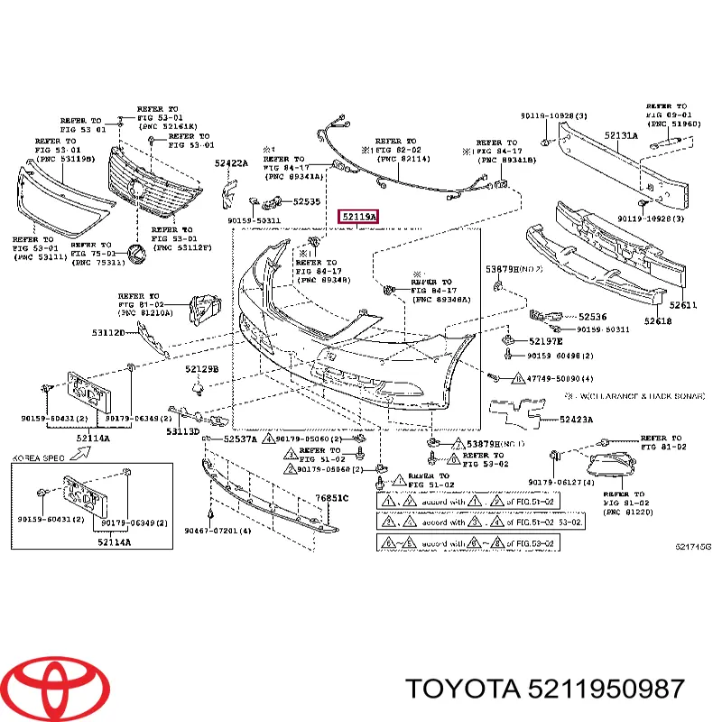 5211950987 Toyota Бампер передній в зборі