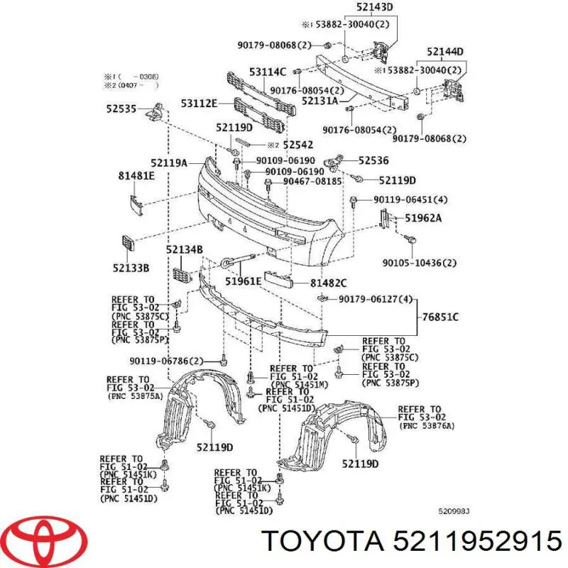 5211952915 Toyota Бампер передній в зборі