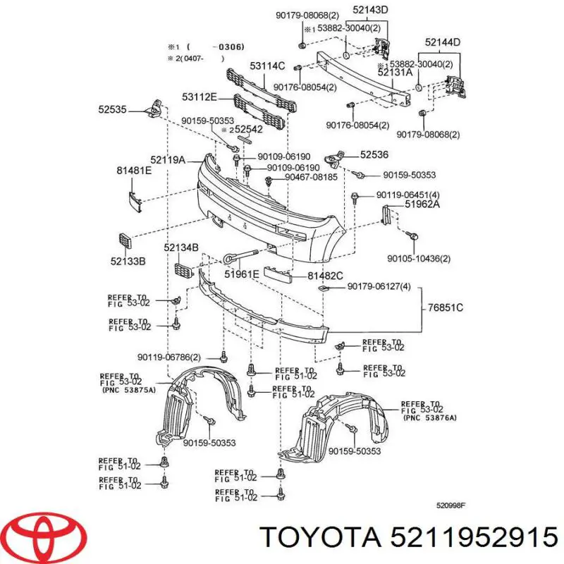 5211952915 Toyota бампер передній