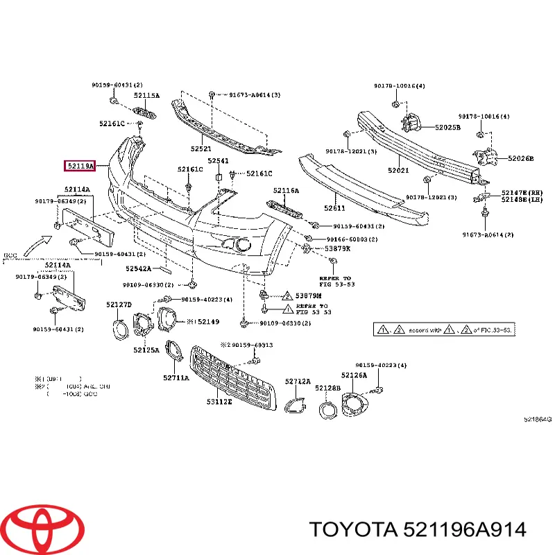 521196A914 Toyota Бампер передній в зборі