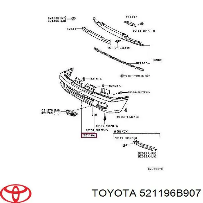 Бампер на авто Toyota 5211960911 ціна, від  USD