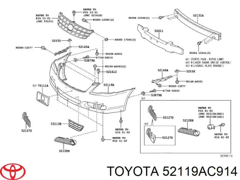 52119AC914 Toyota Бампер передній в зборі
