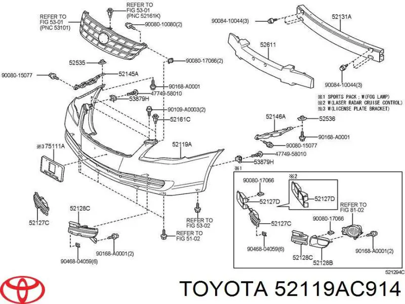 52119AC914 Toyota бампер передній