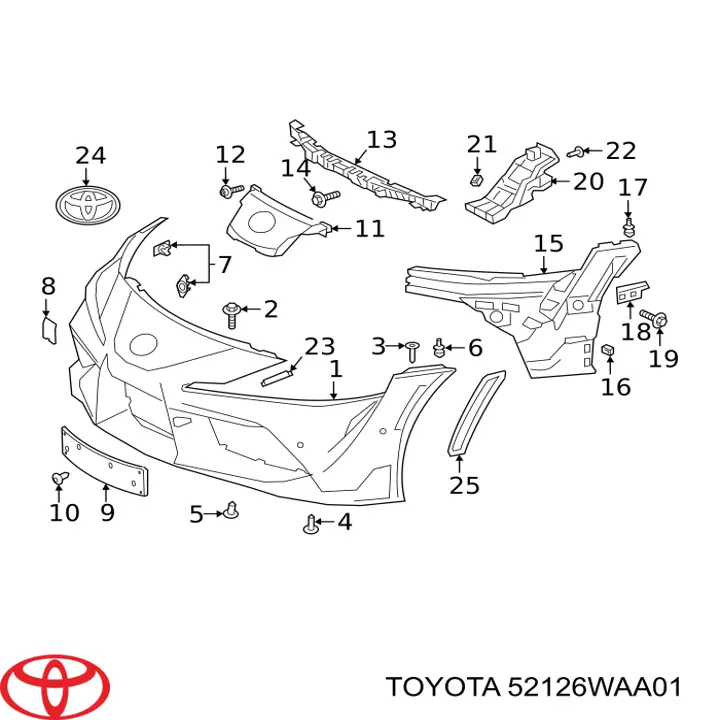Кріплення бампера Toyota 52126WAA01 ціна, від 40.89 USD