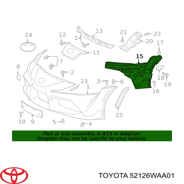 52126WAA01 Toyota Лівий кронштейн переднього бампера