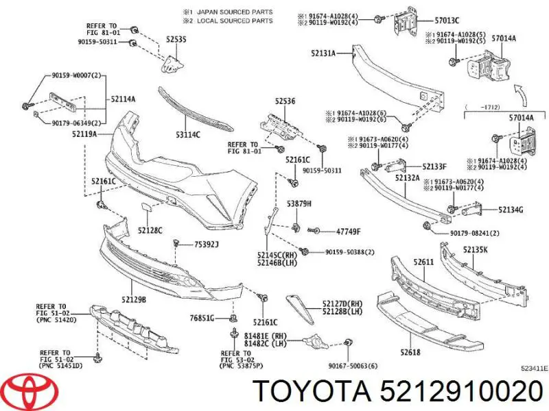  Toyota 5212910020 ціна, від 101.35 USD
