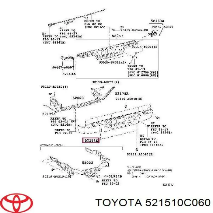 521510C060 Toyota Буфер (бампер) задній