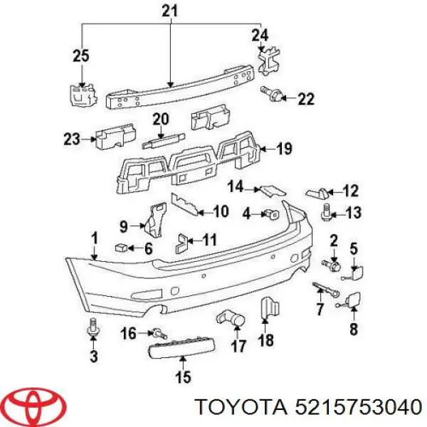 Направляюча заднього бампера, права Toyota 5215753040 ціна, від 5.07 USD