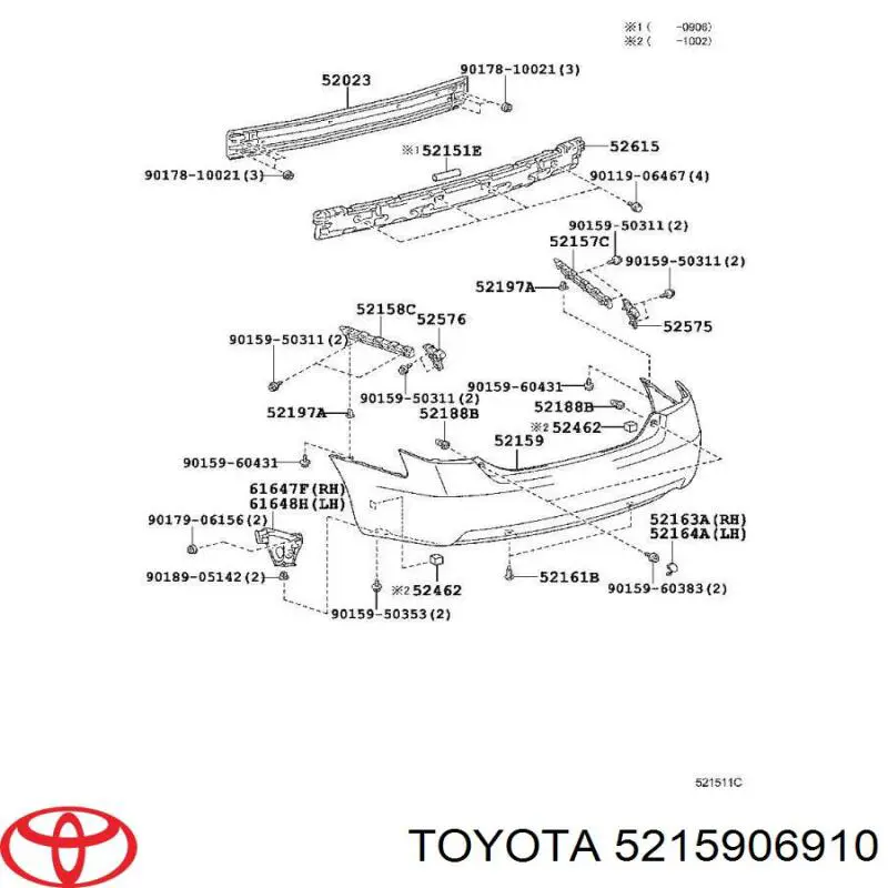 Кожух бампера заднього Toyota 5215933921 ціна, від 51.23 USD