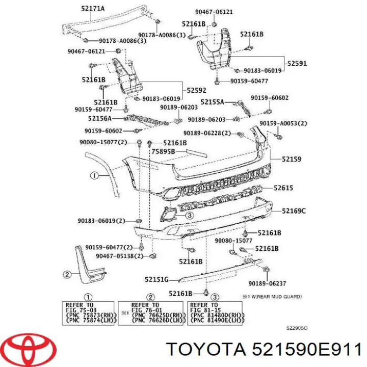 Бампер задній 521590E911 China