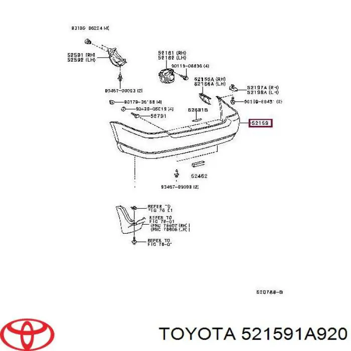 Купити 521591A920 Toyota Задній бампер
