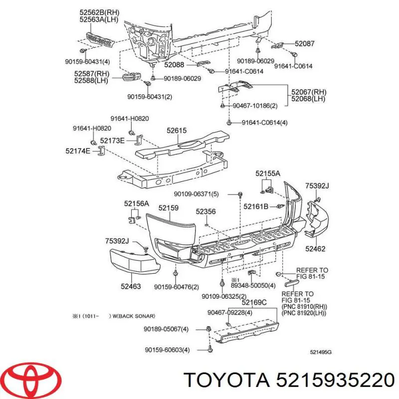 5215935220 Toyota Буфер (бампер) задній