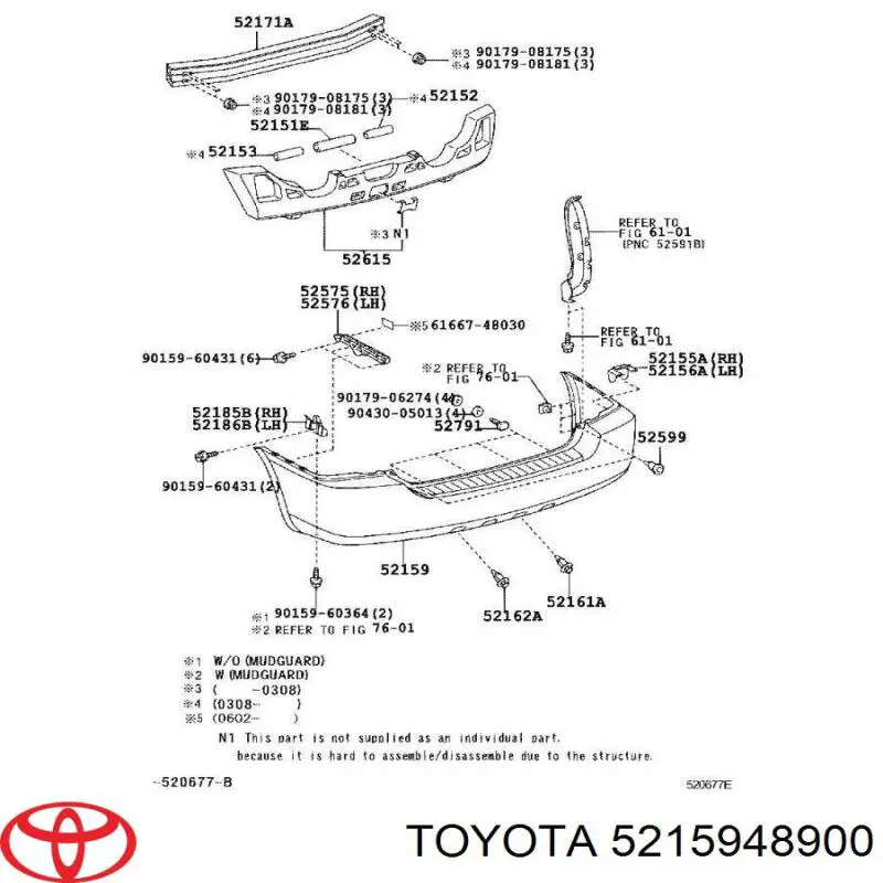 Кожух бампера заднього Toyota 5215948900 ціна, від 116.82 USD