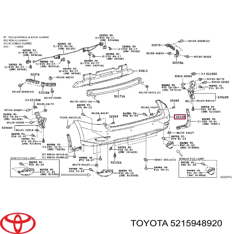 Купити 5215948920 Toyota Задній бампер