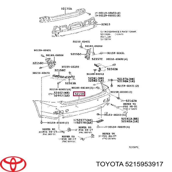 5215953917 Toyota Буфер (бампер) задній