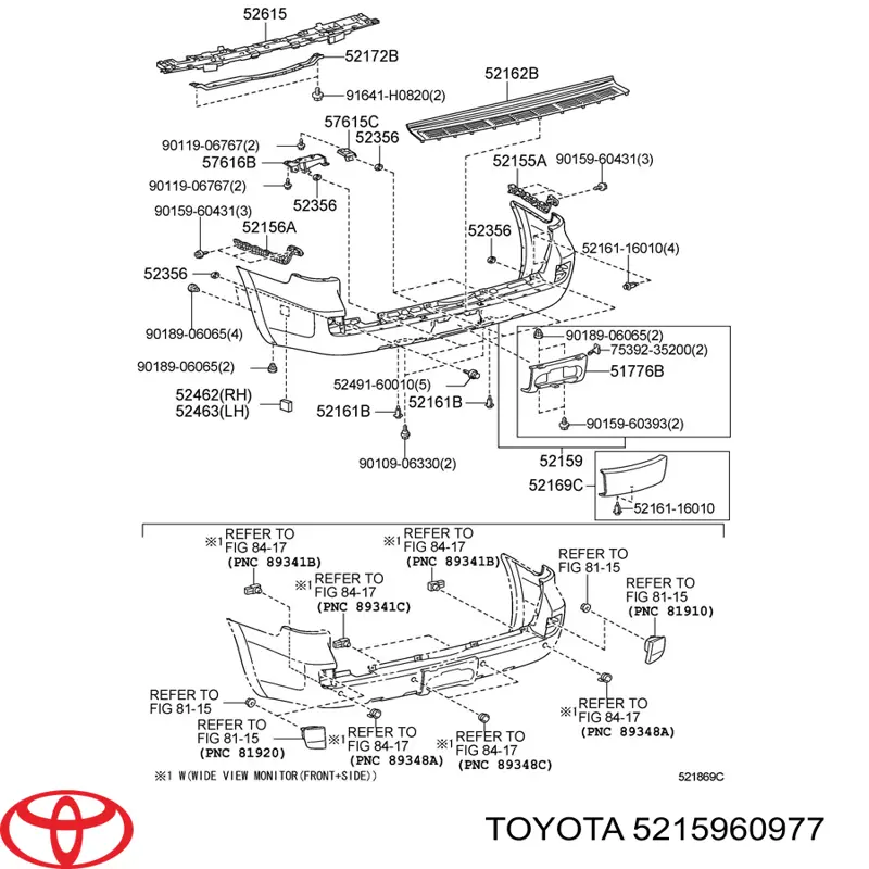 5215960977 Toyota Буфер (бампер) задній